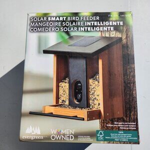 Evergreen Solar Smart Bird Feeder With Camera Bird Watching Cedar Box 1080p HD W